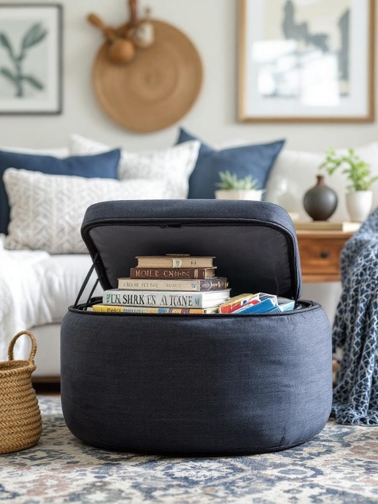 14 Smart Storage Solutions for a Tidy Winter Living Room 12 Poufs with Secret Bellies