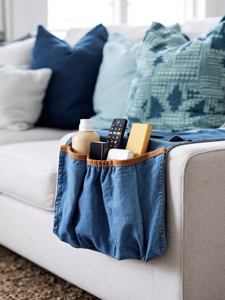 14 Smart Storage Solutions for a Tidy Winter Living Room 14 Over-Arm Couch Caddy