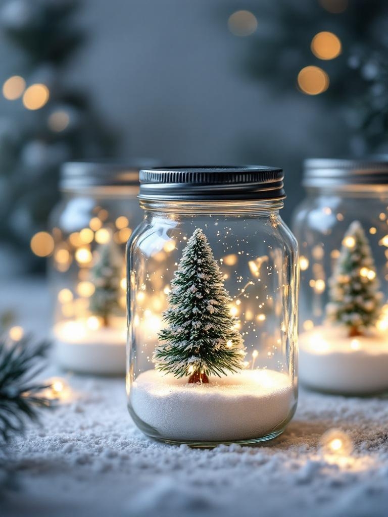 15 DIY Winter Centerpiece Decor Ideas (That Look Expensive) 11 Snow-Globe Jars