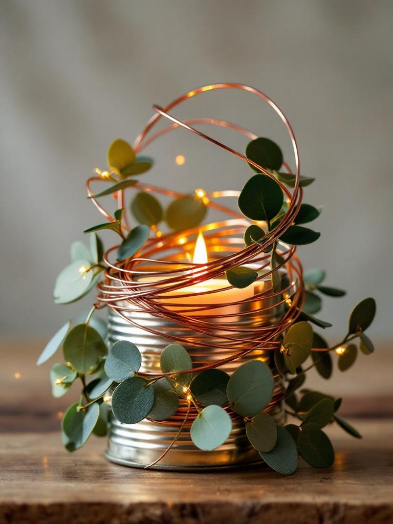 15 DIY Winter Centerpiece Decor Ideas (That Look Expensive) 15 Copper Wire & Eucalyptus Spiral