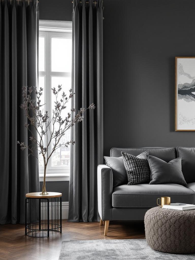 7 Winter Color Palettes That Will Transform Your Living Room 7 Charcoal Grey + Metallic Silver
