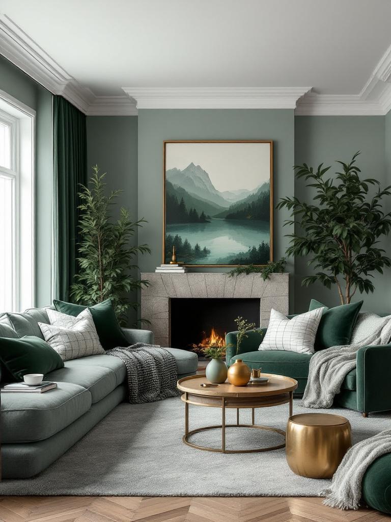 7 Winter Color Palettes That Will Transform Your Living Room 9 Evergreen Forest + Gold Accents