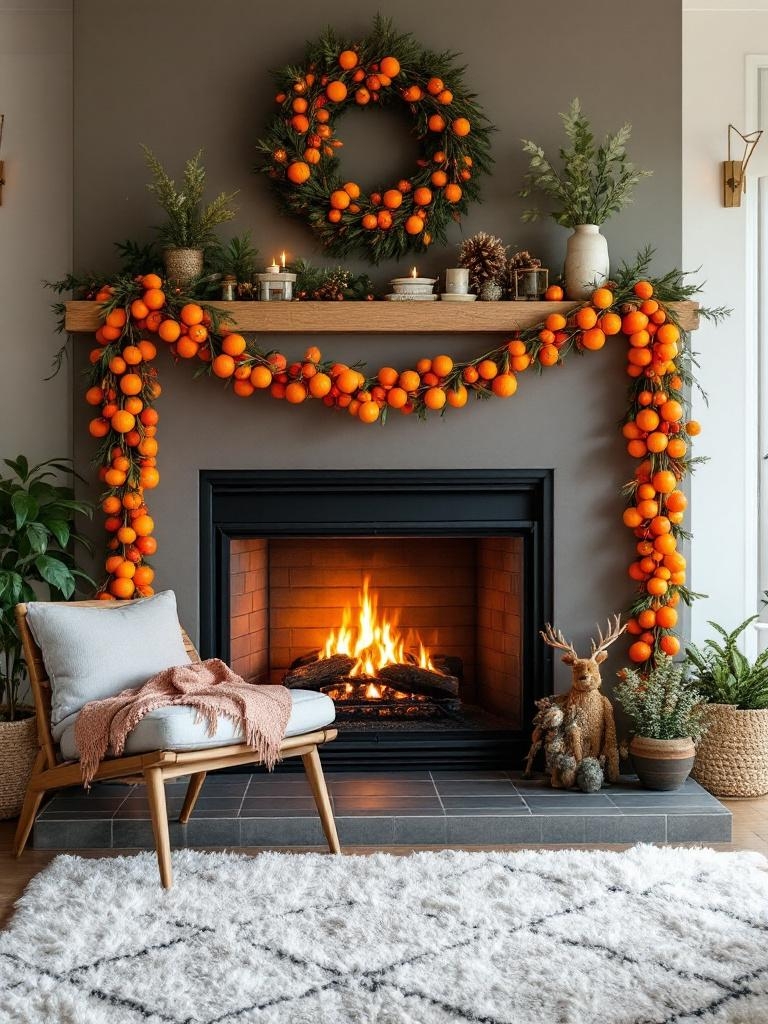 13 Winter Fireside Decor Ideas for the Coziest Spot in the House 20 Dried Orange Garland for a Pop of Color