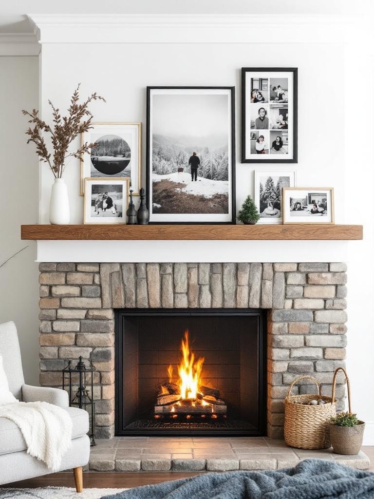 13 Winter Fireside Decor Ideas for the Coziest Spot in the House 21 Personal Photo Ledges for Storytelling