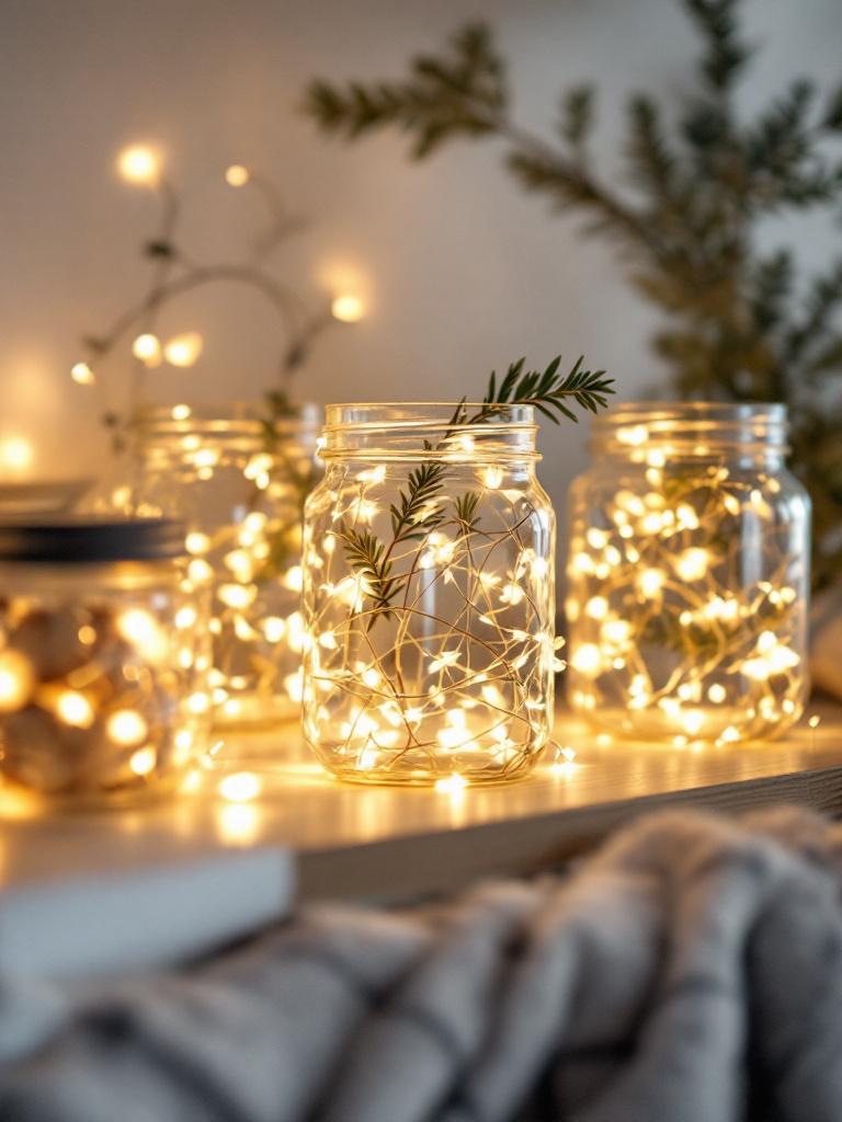 17 Winter Living Room Details That Turn Cold Nights Into Cozy Ones 13 Fairy-Light Jars
