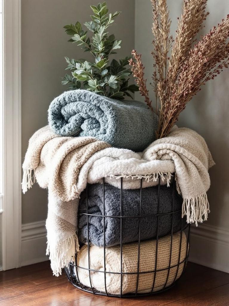 17 Winter Living Room Details That Turn Cold Nights Into Cozy Ones 20 Book-Nook Throw Basket