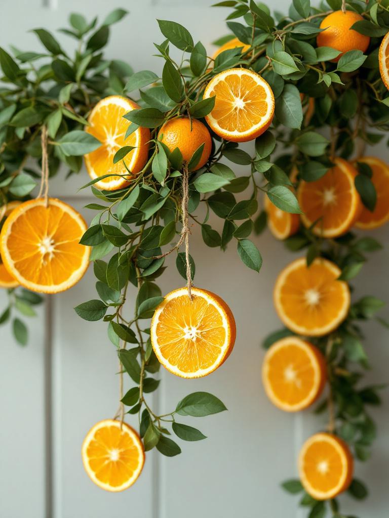 19 Budget-Friendly Winter Living Room Decor Hacks 18 Citrus Slice Garlands for Pop-Color Greenery