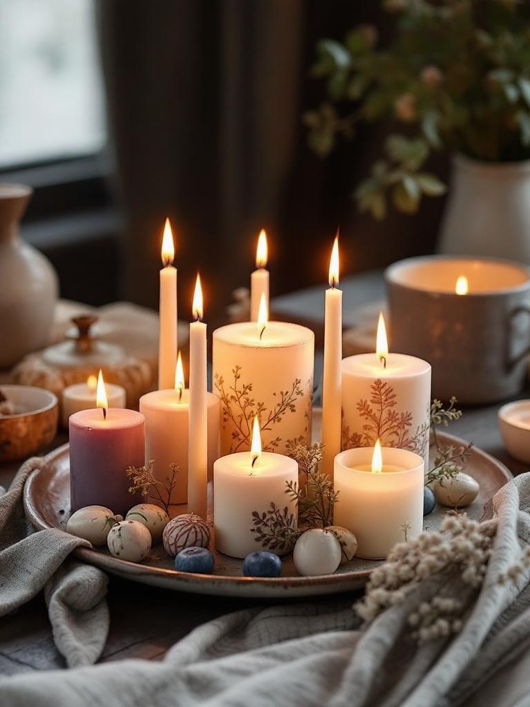 19 Budget-Friendly Winter Living Room Decor Hacks 20 Mismatched Candle Massing = Instant Hygge