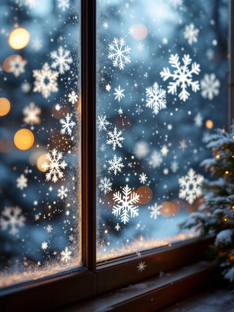 19 Budget-Friendly Winter Living Room Decor Hacks 26 Sticker Snowflakes on Window Panes