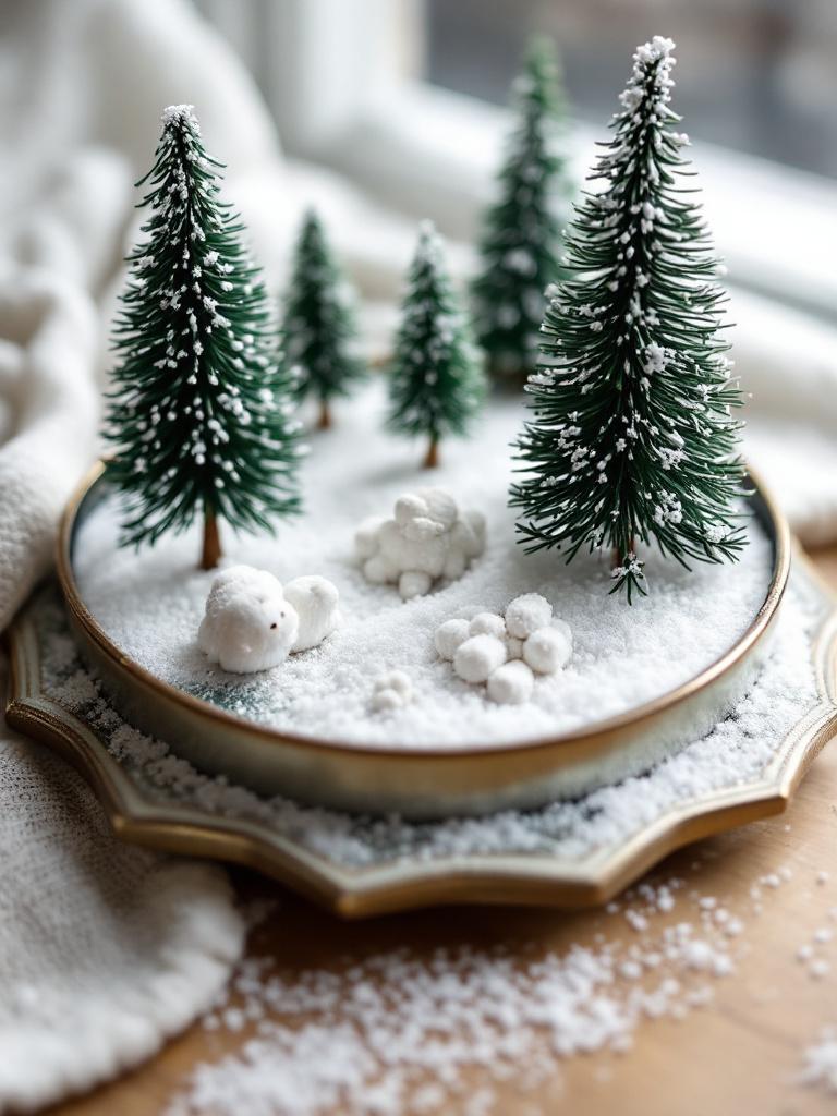 19 Budget-Friendly Winter Living Room Decor Hacks 29 Mirror-Tray Snow Scene