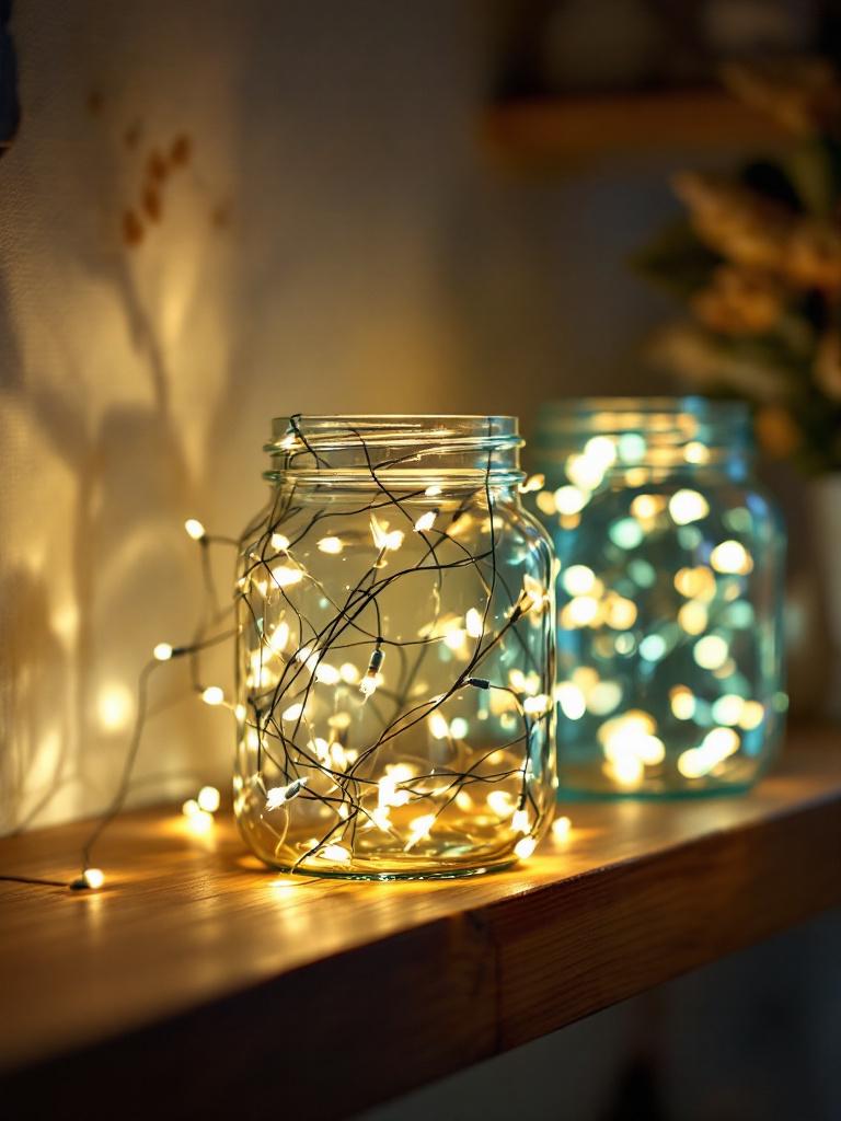 19 Budget-Friendly Winter Living Room Decor Hacks 11 Dollar-Store Fairy-Light Jars