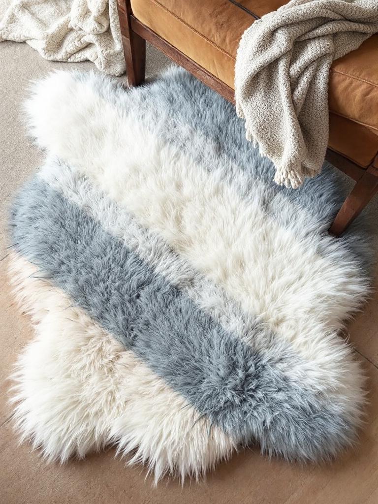 19 Budget-Friendly Winter Living Room Decor Hacks 13 DIY Faux Fur Rug from a Bathmat
