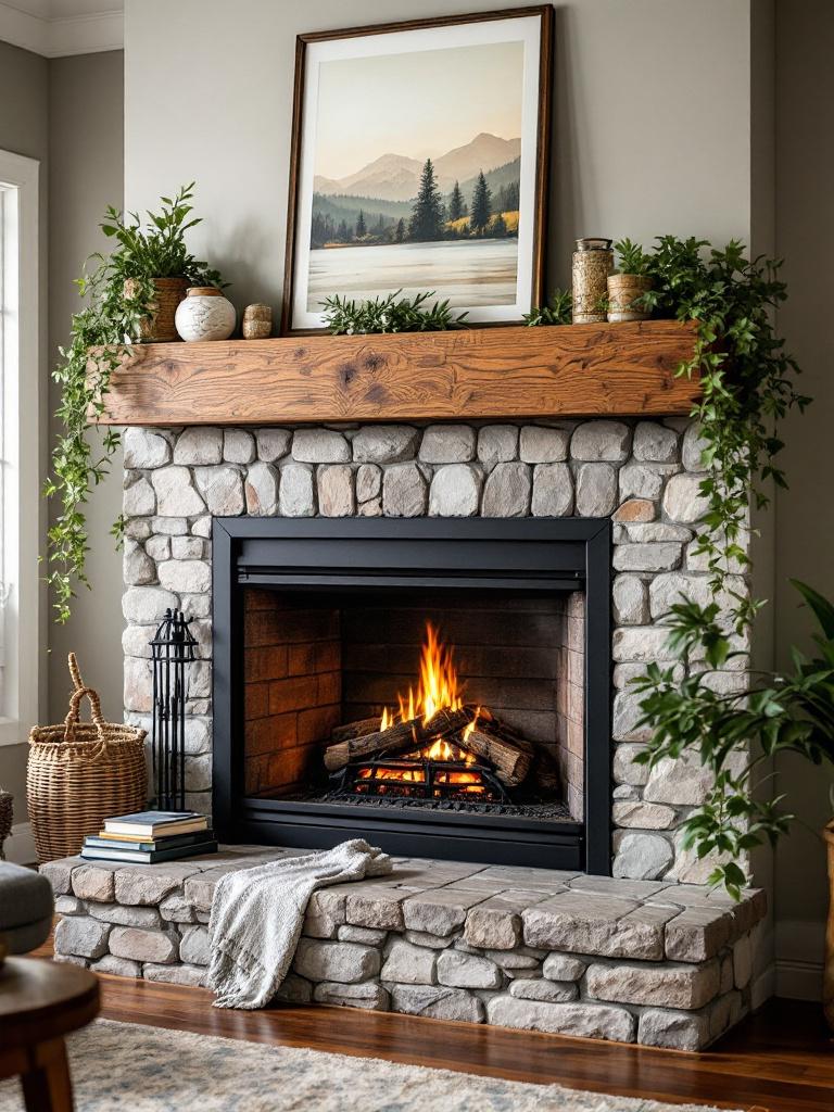 19 Budget-Friendly Winter Living Room Decor Hacks 16 Clamp a Wood-Grain Contact Paper Strip to Your Mantel