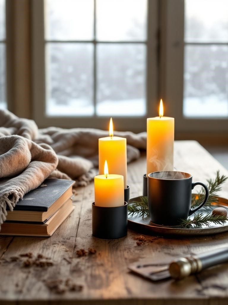 Style Your Coffee Table for a Cozy Winter Vibe - Create a Candlelit Triangle of Warmth