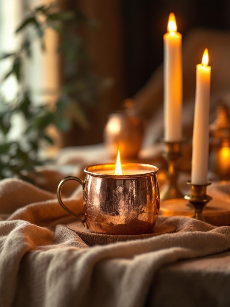 Style Your Coffee Table for a Cozy Winter Vibe - Layer in Metallic Warmth-Copper Mugs and Brass Touches