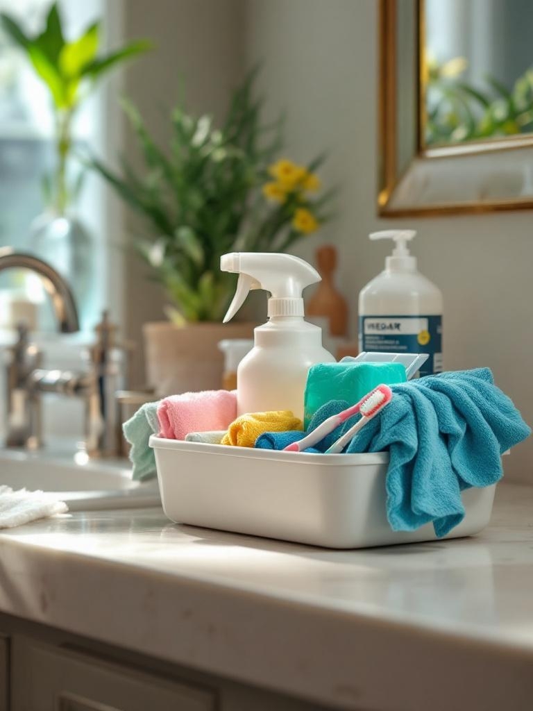 The Bare-Minimum Girl’s Approach to a Sparkling Bathroom 21 Bare-Minimum Girl's Approach to a Sparkling Bathroom: Speed-Clean Caddy Under the Sink
