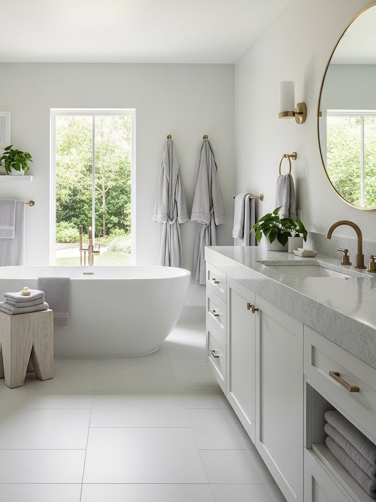 Pantone Color of 2026: Cloud Dancer - Bathroom Decor Ideas