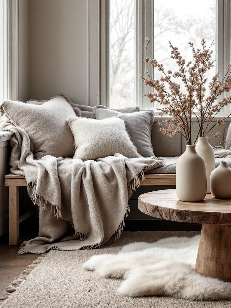 15 Scandinavian Winter Decor Secrets For A Serene Home 8 Scandinavian Winter Decor Secrets - Let There Be Cozy: Layers You Can Sink Into