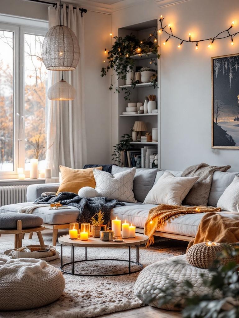 15 Scandinavian Winter Decor Secrets For A Serene Home 9 Scandinavian Winter Decor Secrets - Light It Right: Soft Glow, Big Overhead