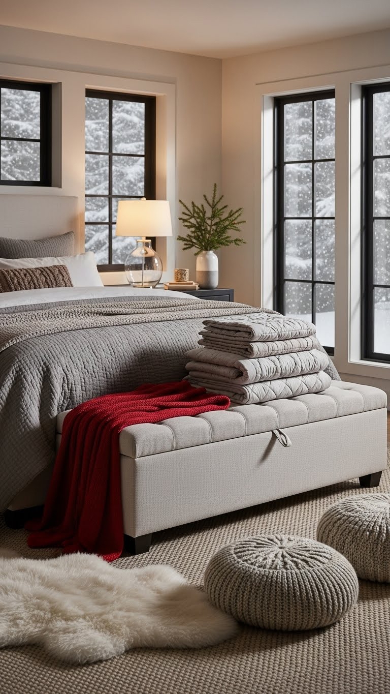 11 Winter Bedroom Decor Ideas For The Coziest Sleep Of Your Life 22 Winter Bedroom Decor Ideas - Add a Footboard or Bench