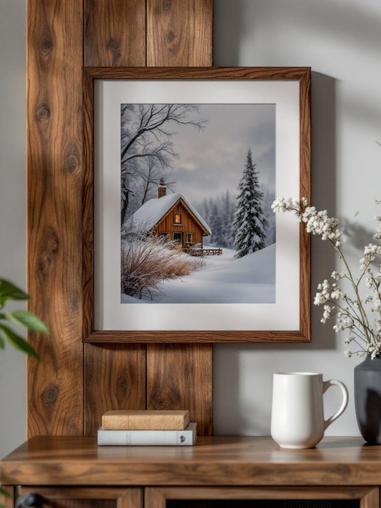 15 Winter-Ready Wood Accents That Add Instant Warmth to Your Home 19 Winter-Ready Wood Accents - Switch to Walnut Picture Frames for Rich Contrast