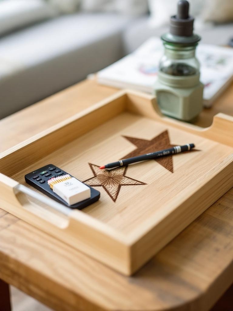15 Winter-Ready Wood Accents That Add Instant Warmth to Your Home 20 Winter-Ready Wood Accents - Create a Wood-Burned Tray for Coffee Table Clutter Control