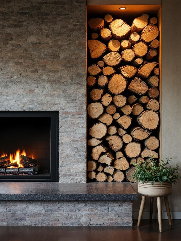 15 Winter-Ready Wood Accents That Add Instant Warmth to Your Home 11 Winter-Ready Wood Accents - Stack Firewood Inside Like Decorative Art
