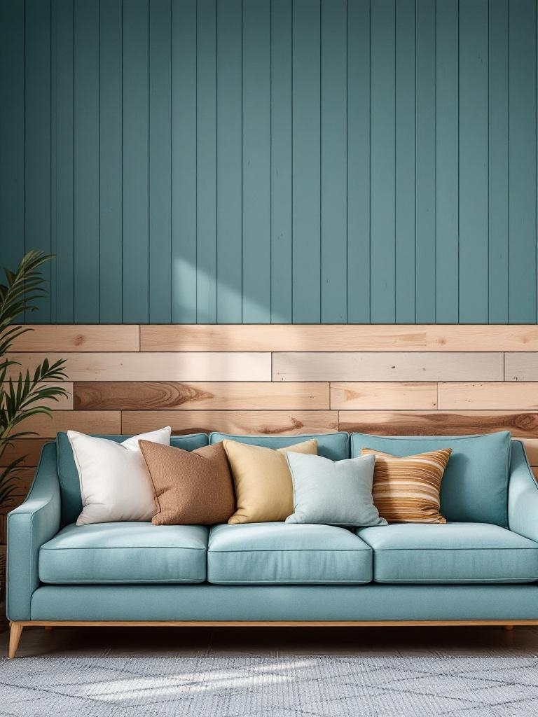 15 Winter-Ready Wood Accents That Add Instant Warmth to Your Home 13 Winter-Ready Wood Accents - DIY a Wood-Slat Accent Wall Behind the Sofa