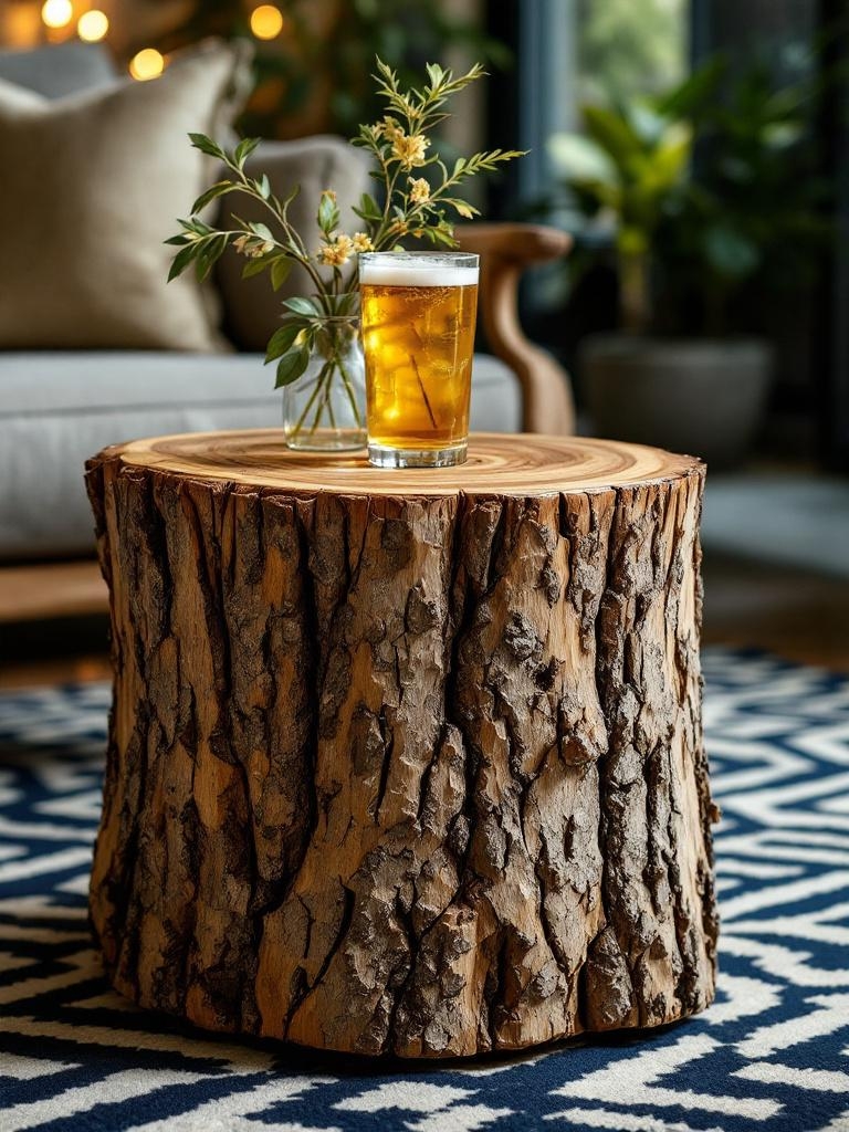 15 Winter-Ready Wood Accents That Add Instant Warmth to Your Home 14 Winter-Ready Wood Accents - Roll Out a Tree-Stump Side Table