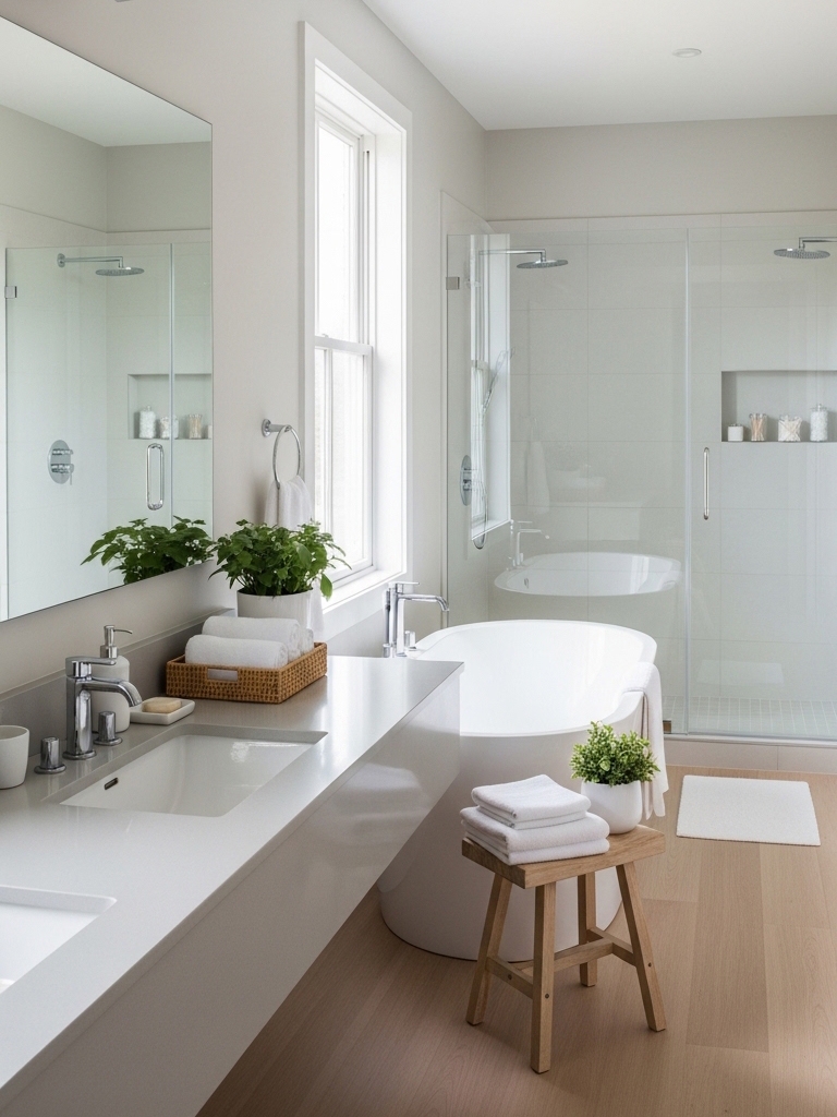 Pantone Cloud Dancer Is Everywhere: How to Use It Room by Room Guide 13 Pantone Cloud Dancer Room by Room Guide - Bathroom: Your Daily Spa Moment