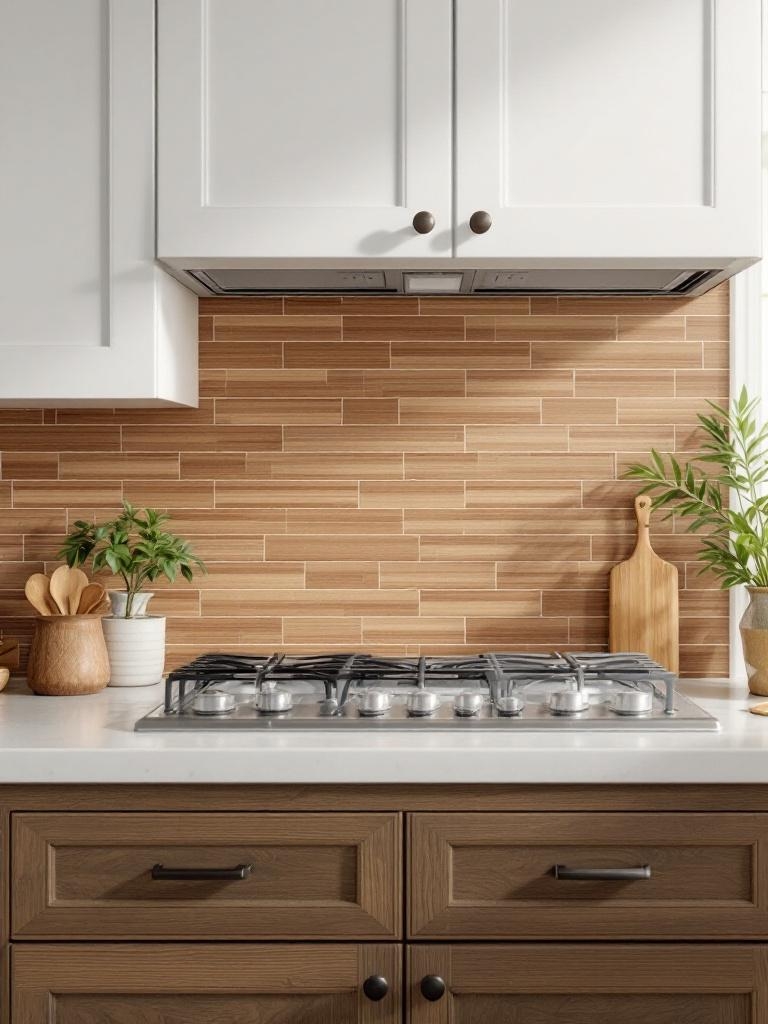 Home Updates Under $50 - Add a Roll of Bamboo Stick-On Backsplash