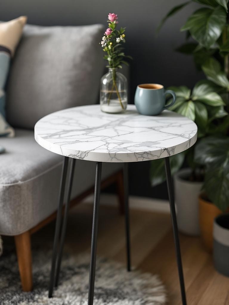 IKEA Hacks Look Expensive On a Budget - LACK Side Table? Marble-Top Bistro Perch