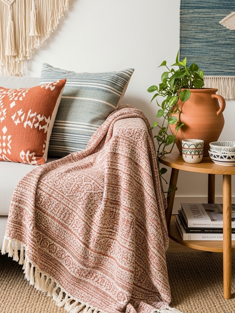 15 Boho Apartment Decor Ideas on a Budget That Look Expensive But Cost Less 6 Boho Apartment Decor Ideas on a Budget - Layer Textiles Like It's Your Job