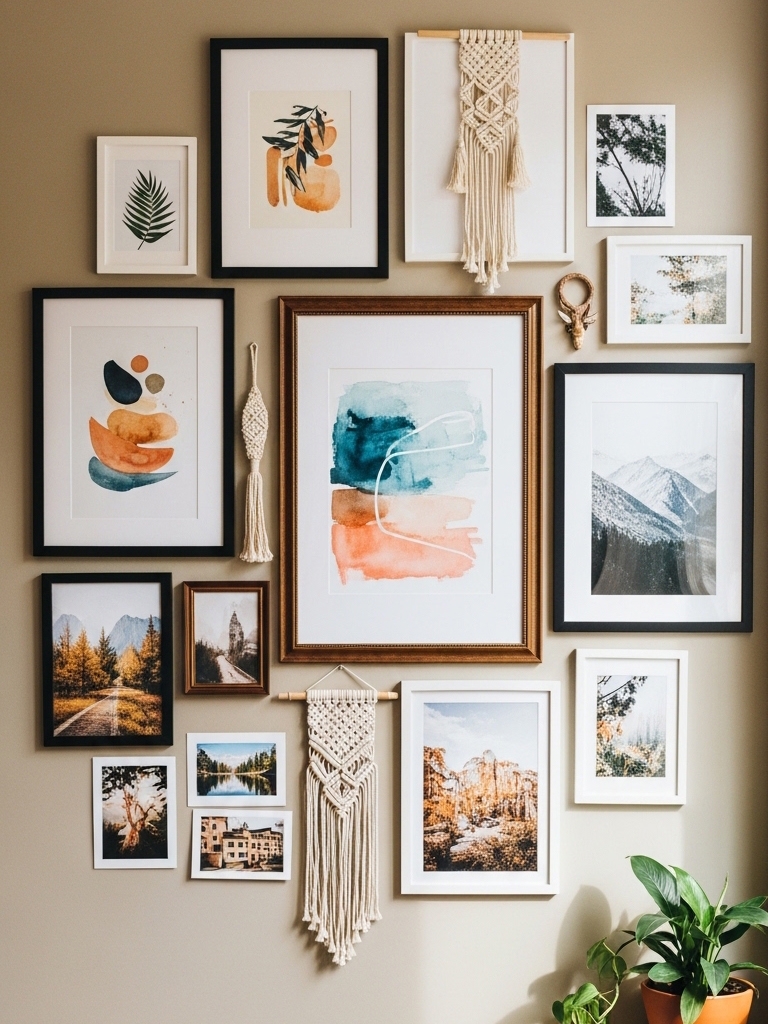 15 Boho Apartment Decor Ideas on a Budget That Look Expensive But Cost Less 11 Boho Apartment Decor Ideas on a Budget - Create a Gallery Wall With Mixed Frames
