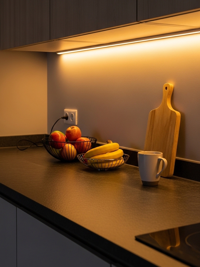 I Transformed My Ugly Rental Kitchen in 48 Hours for $150 (No Renovation Needed) 8 I Transformed My Ugly Rental Kitchen - Lighting Changes Everything