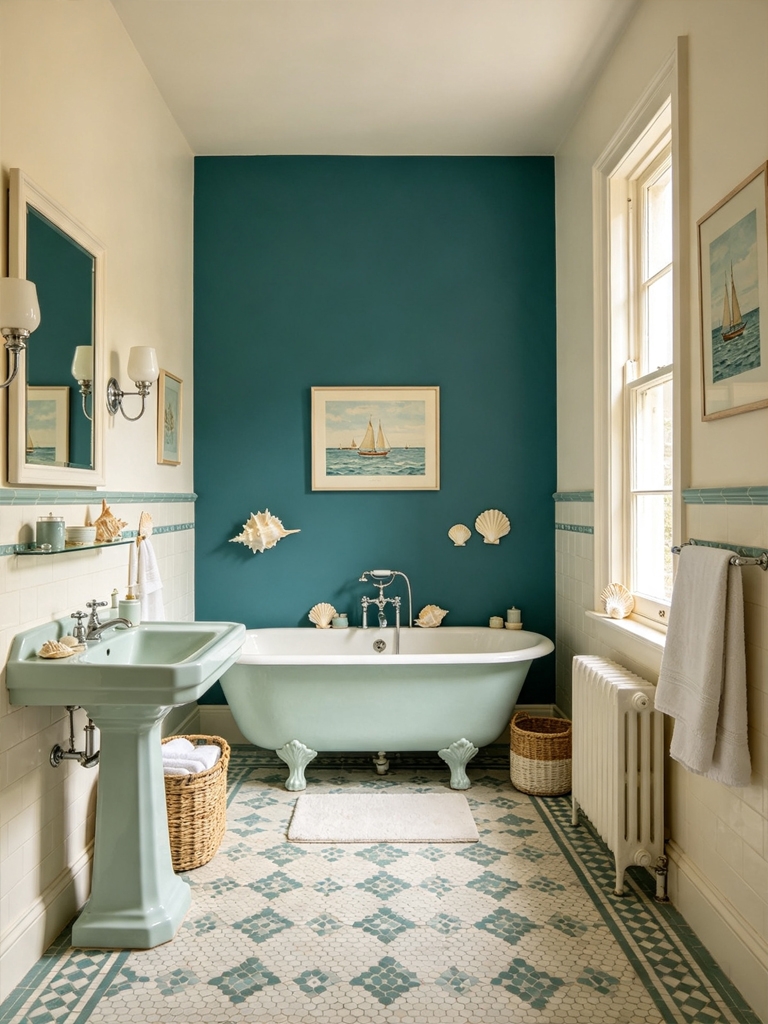 15 Coastal Bathroom Decor Ideas That Make Your Home Feel Like a Luxury Beach Resort 16 coastal bathroom design one deep accent wall