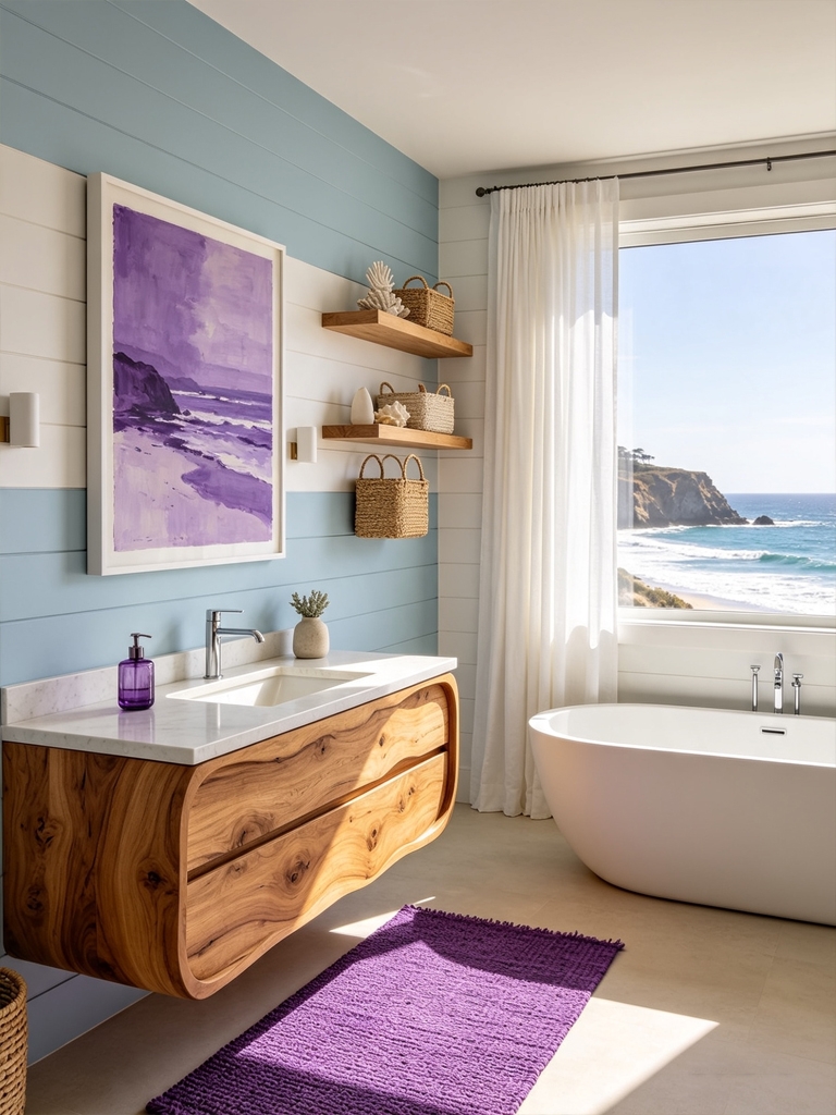 15 Coastal Bathroom Decor Ideas That Make Your Home Feel Like a Luxury Beach Resort 9 coastal bathroom ideas live edge wood vanity