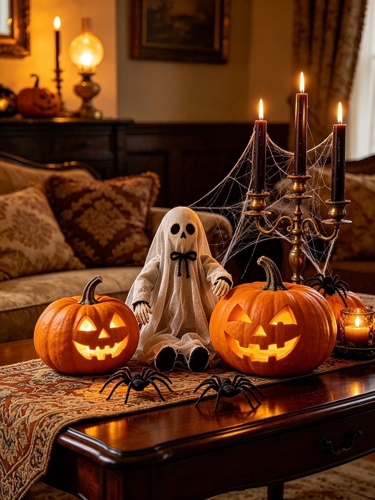 12 Vintage Halloween Decor Ideas That Bring Back the Past 18 Swap Harsh Bulbs for Amber Glow and Candlelight - Vintage Halloween Decor