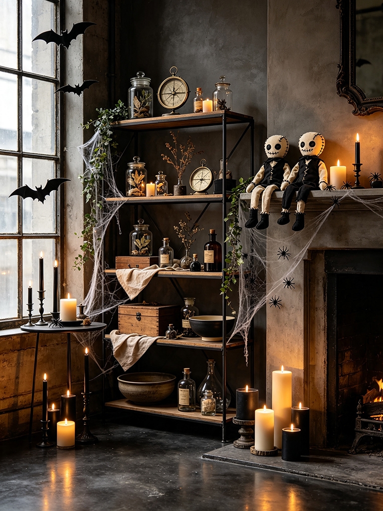 9 Witchy Halloween Decor Ideas to Cast a Spell on Your Home 15 Add Curiosities and Collected Objects to Shelving - Witchy Halloween Decor Ideas