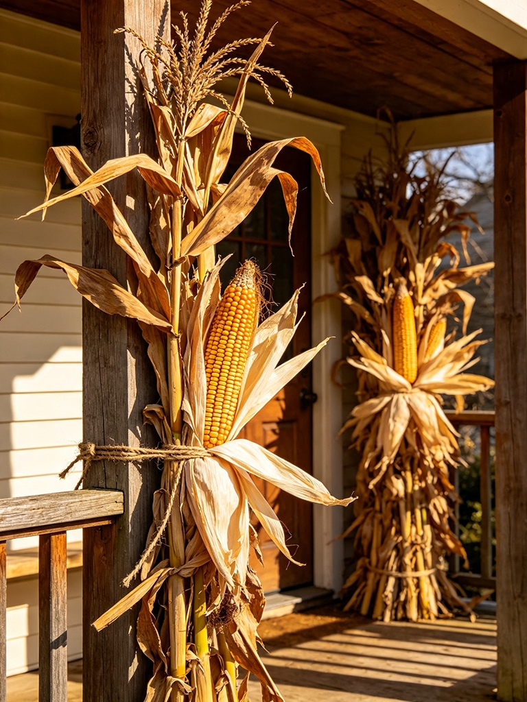 15 Fall Front Porch Decor Ideas Everyone Will Copy 6 Fall Front Porch Decor Ideas - Cornstalk Bundles and Corn Shocks