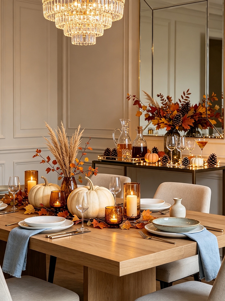 11 Fall Thanksgiving Decor Ideas for Hosting Dinner 10 Fall Thanksgiving Decor Ideas - Set Up a Drink Station on a Side Table