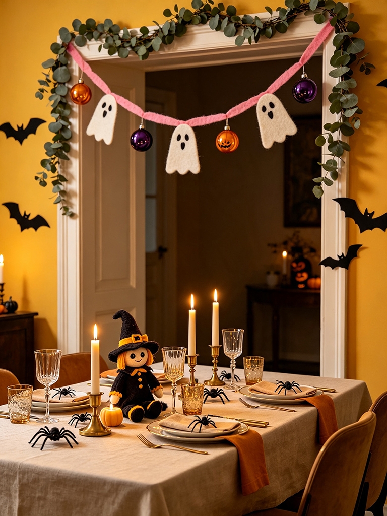 10 Girly Pink Halloween Decor Ideas That Feel Spooky and Chic 16 Delicate pink ghost garland decoration
