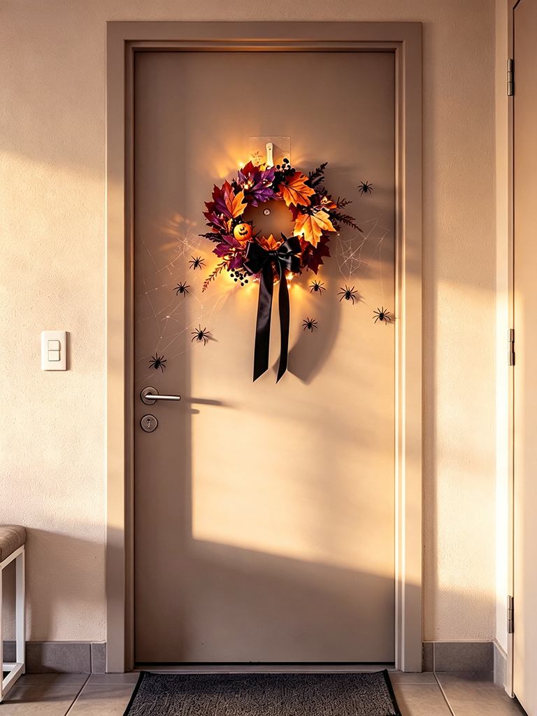 11 Small Apartment Halloween Decor Ideas for a Minimalistic, Chic Look 8 Give Your Door Something Temporary Instead of Nothing