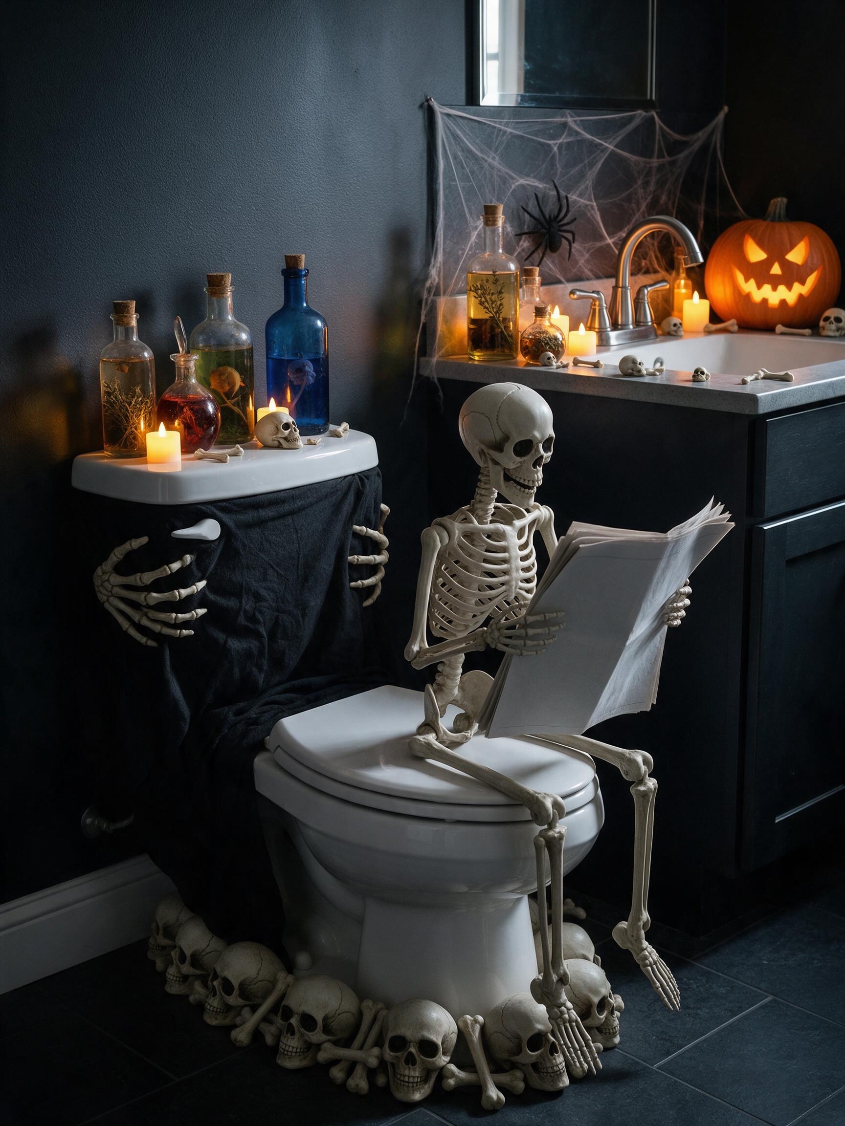 9 Bathroom Halloween Decor Ideas to Create a Spooky Sanctuary 9 Toilet and Sink Decorative Elements Bathroom Halloween Decor