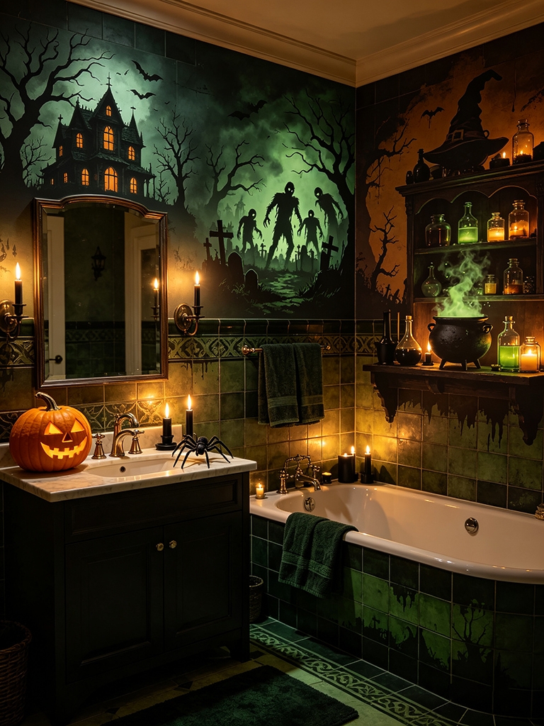 9 Bathroom Halloween Decor Ideas to Create a Spooky Sanctuary 10 Wall Decals and Murals for Immersive Halloween Bathroom Atmosphere