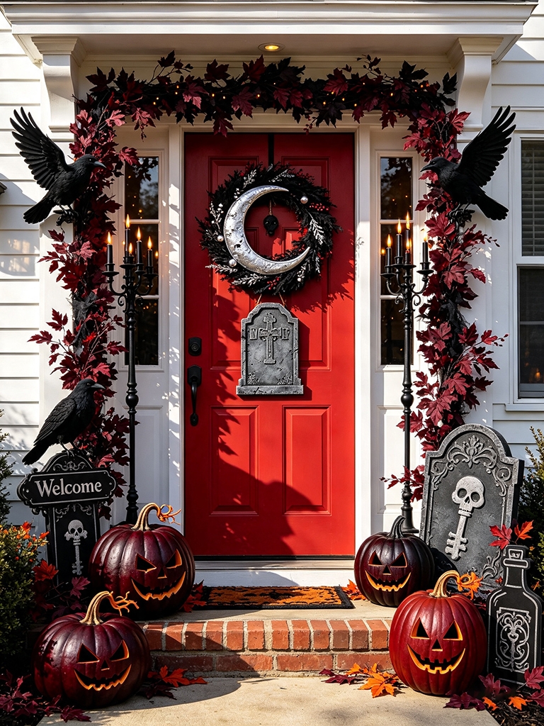 10 Easy Halloween Door Decor Ideas to Impress Your Guests 8 Wooden Halloween door hangers with ghost and pumpkin designs