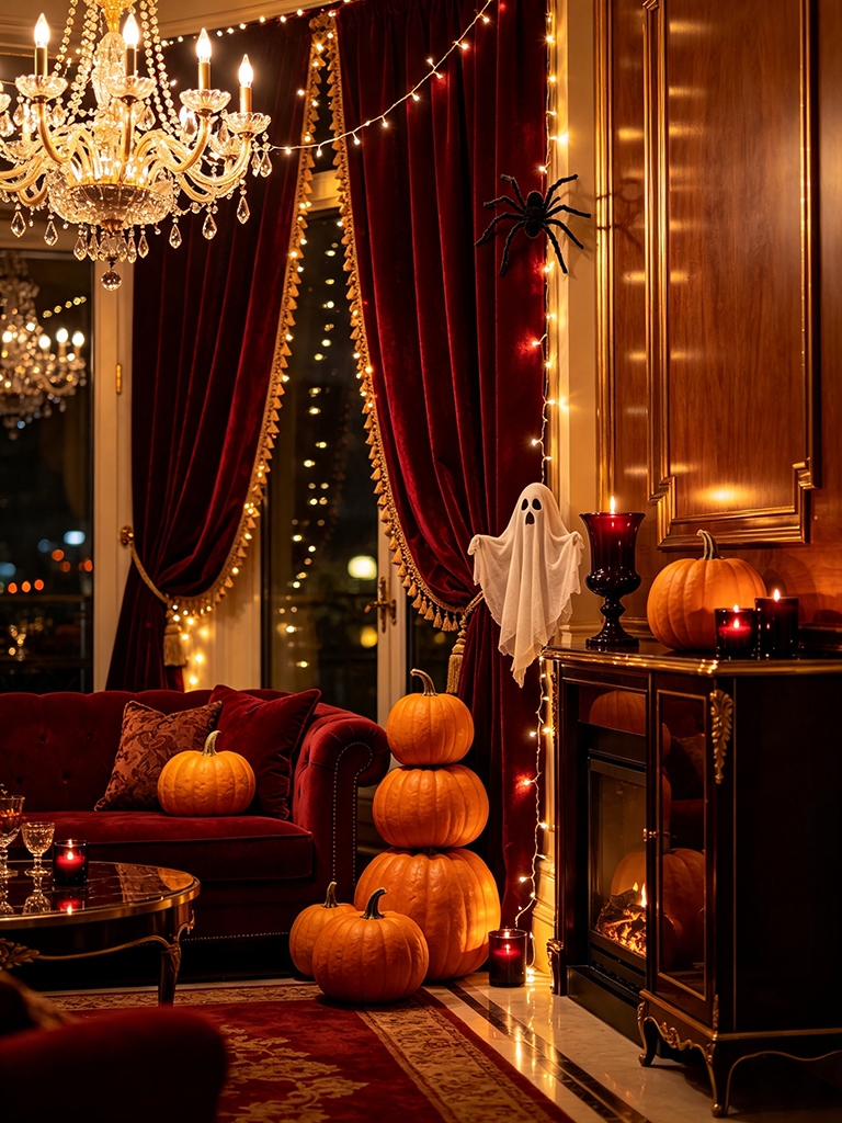 11 Halloween Party Decor Ideas for a Spooky Outdoor Celebration 7 Halloween Party Decor Ideas - Layer String Lights in Warm Tones