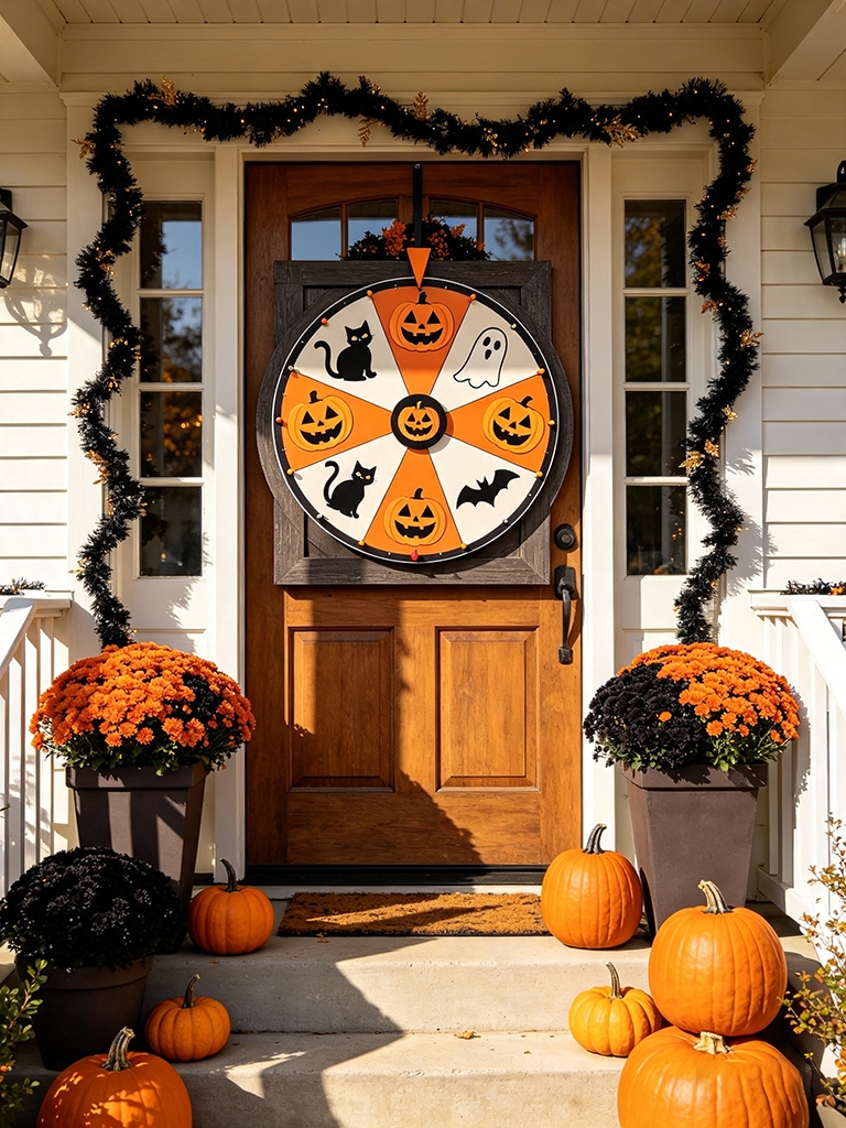 10 Easy Halloween Door Decor Ideas to Impress Your Guests 19 Colorful interactive door decorations with spinning wheels and touch elements