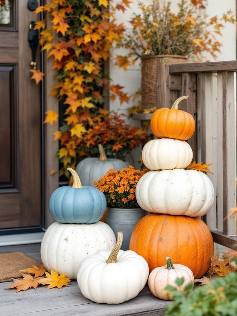 15 Fall Front Porch Decor Ideas Everyone Will Copy 5 Fall Front Porch Decor Ideas - Layered Pumpkin Displays