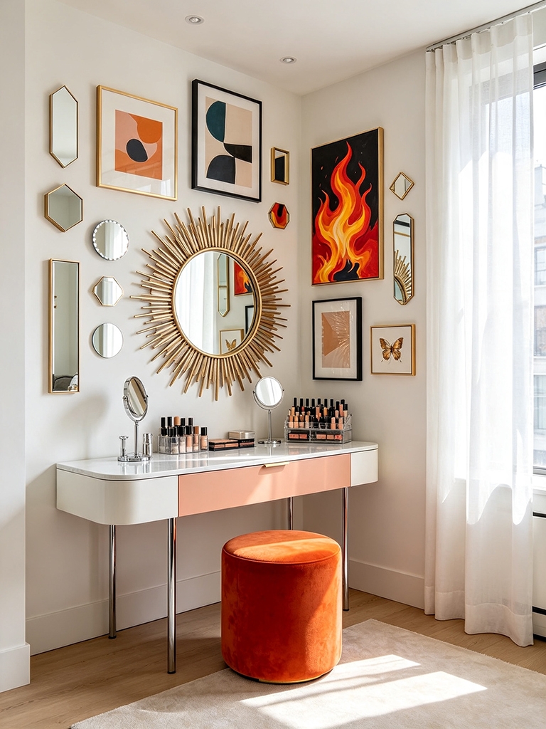 11 Corner Wall Gallery Ideas That Make Awkward Walls Feel Intentional 19 Mirror and Art Hybrid - Corner Wall Gallery Ideas